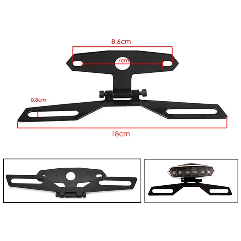 

Motorcycle License Plate Bracket Taillight Mount Support Folding Number Plate Frame Holder Mount Universal Motorbike Accessories