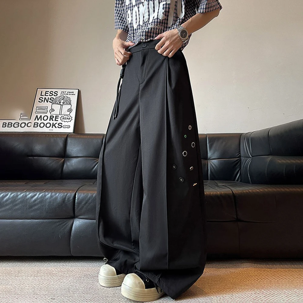 

Men's Straight Wide-Leg Trousers American Retro Fashion Trend High Street Loose Breathable Casual Niche New Men's Bottoms
