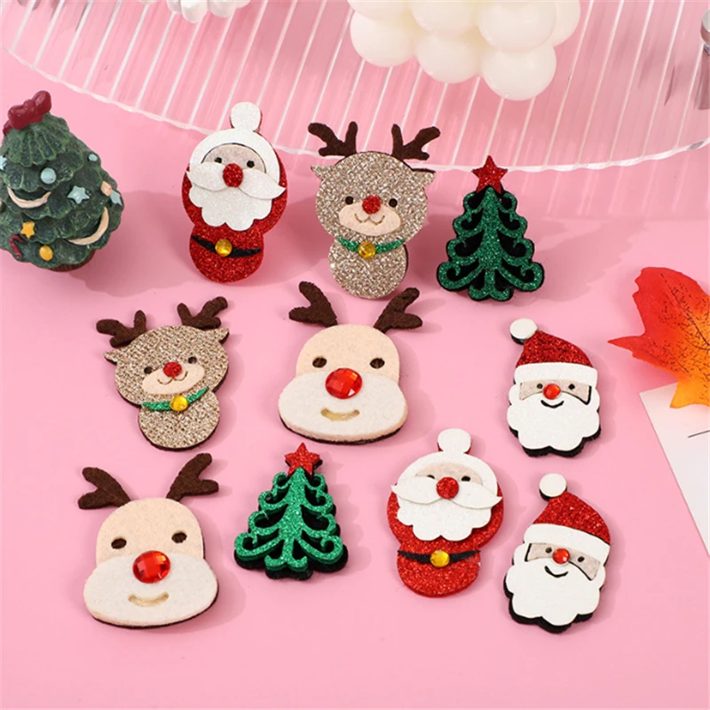 50pcs/lot new creative  xmas santa claus charm connectors for diy ornament hair xmas tree bag decor jewelry accessories material