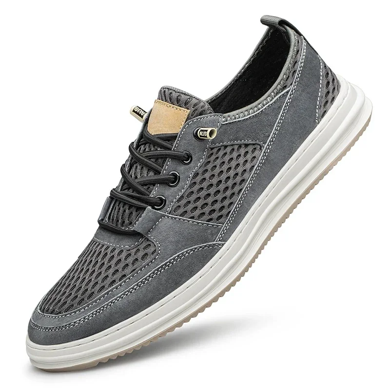 2023 vendita calda scarpe da uomo stringate scarpe vulcanizzate da uomo autunno punta tonda Solid Net Grid Sneakers versatili traspiranti con tacco basso