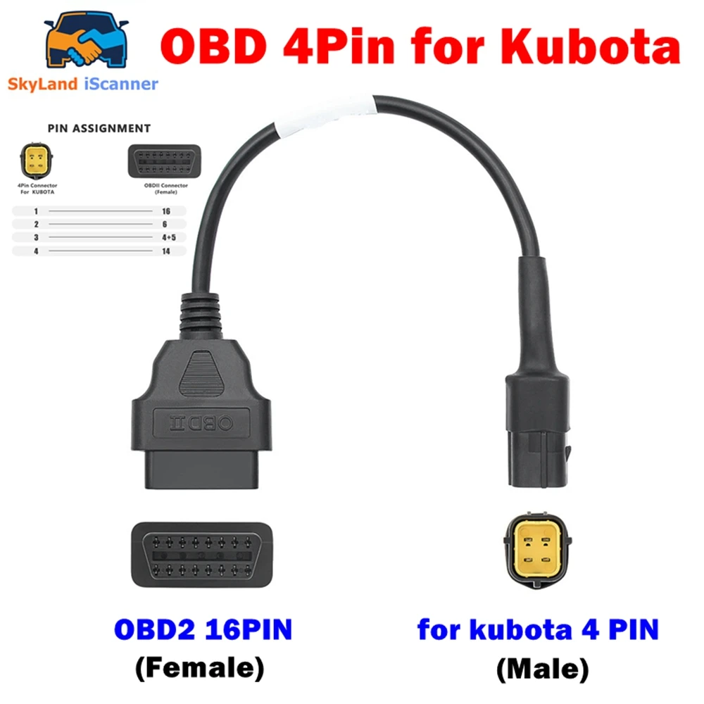 NEW 4 PIN diagnostic Cable For Kubota Takeuchi Diagmaster Data Link Adapter Construction Agriculture Diagnostic Tool Code Reader