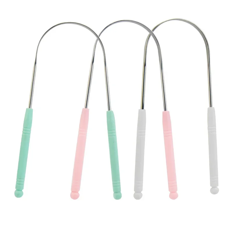 New Stainless Steel Tongue Scraper Oral Tongue Cleaner Brush Tongue Toothbrush Oral Hygiene High Quality Tounge Scraper（random color）