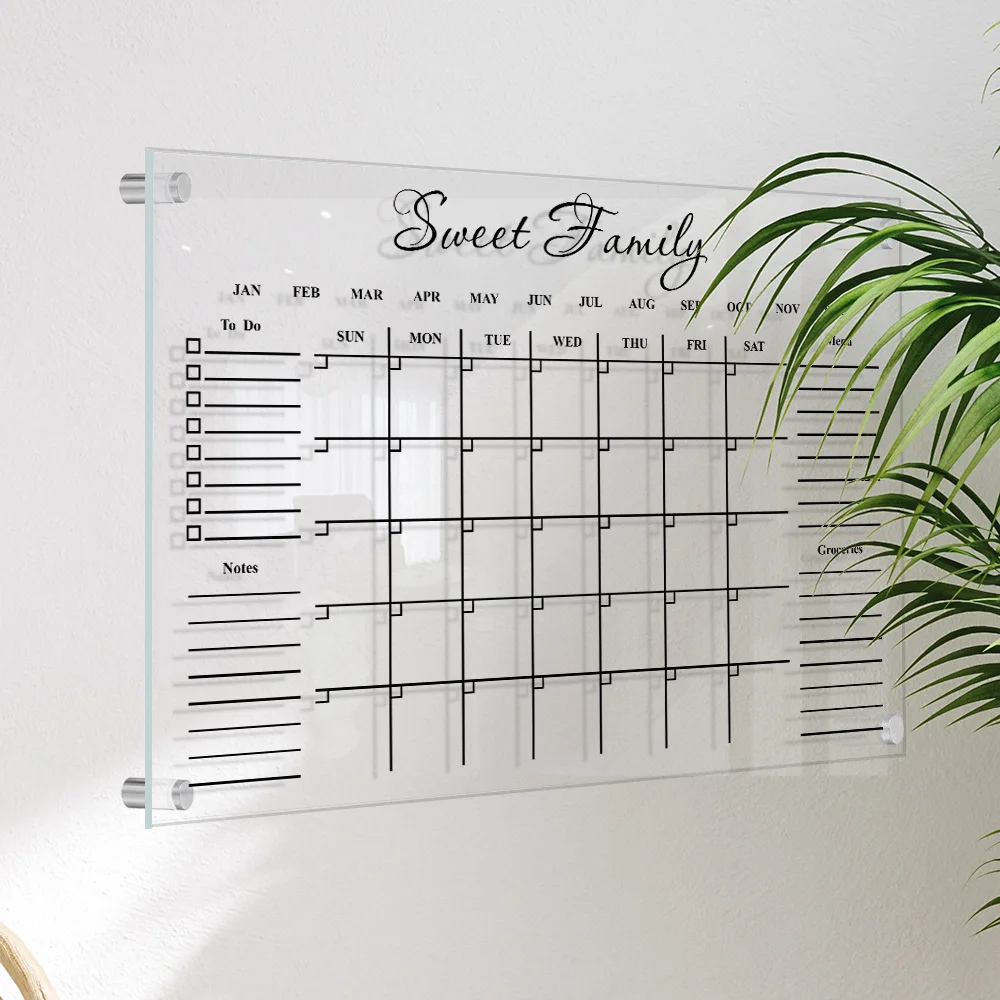 A4/A3 Acrylic UV Wall Sticker, Printed Calendar. Study Wall Weekly Schedule Schedule Erasable Message Board