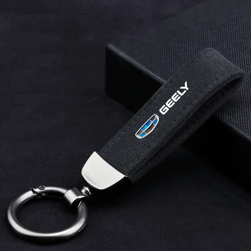 

Anti-lost Metal Keychain Buckle Suede Leather Car Styling keychain For Geely Atlas Coolray Emgrand EC7 EC8 X7 EX7 CK2 CK3 GL GS