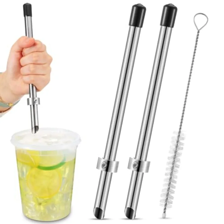 

2 Pack Straw Puncher for Plastic Lids Lemonade Cups, Stainless Steel Straw Hole Puncher Punching Tools for Cafe Drinks Deli Con