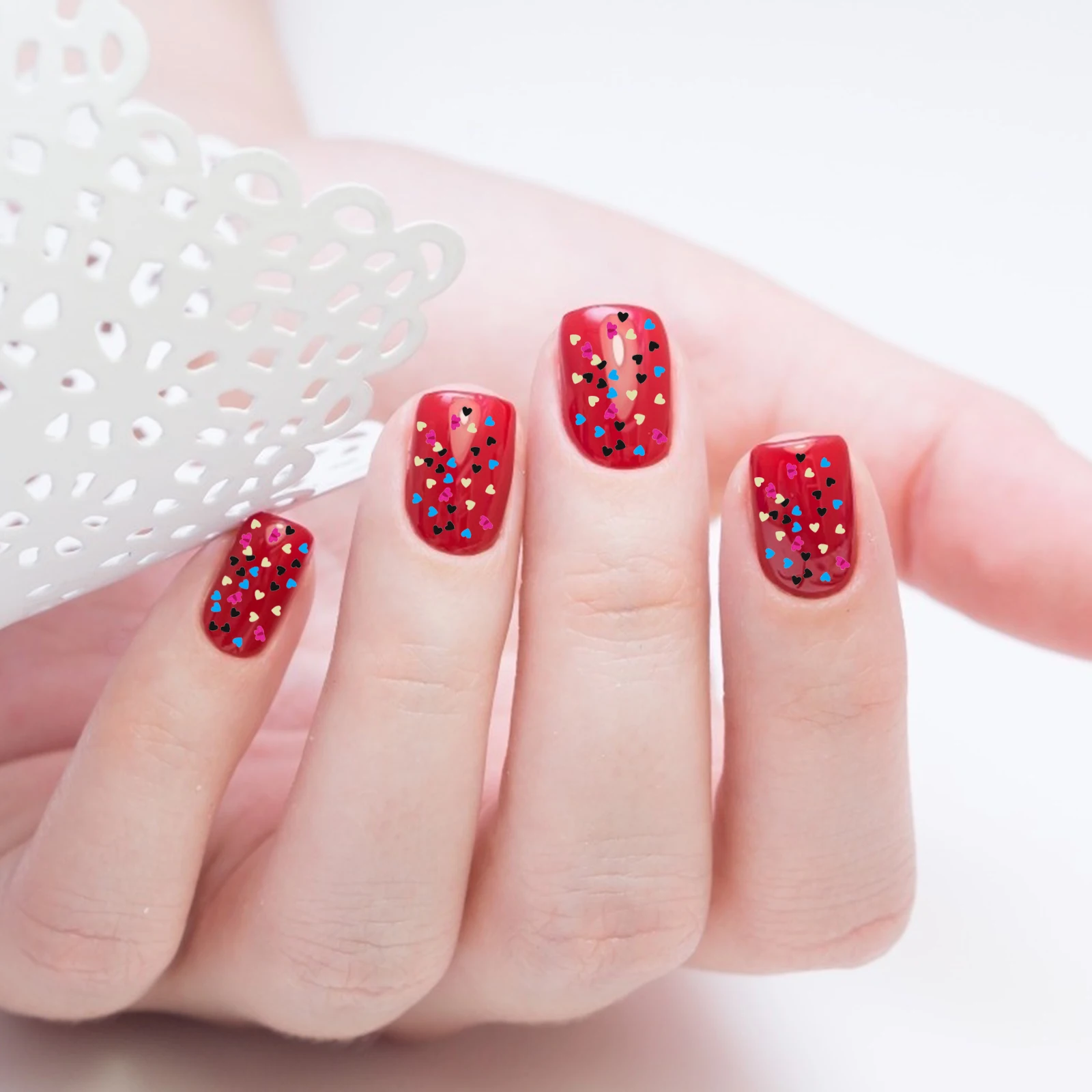 

Manicure Glitter Sequin 12 Boxes Heart-Shaped Confetti Nail Art Stickers for Fingernails and DIY Crafts Heart-Shaped Confetti