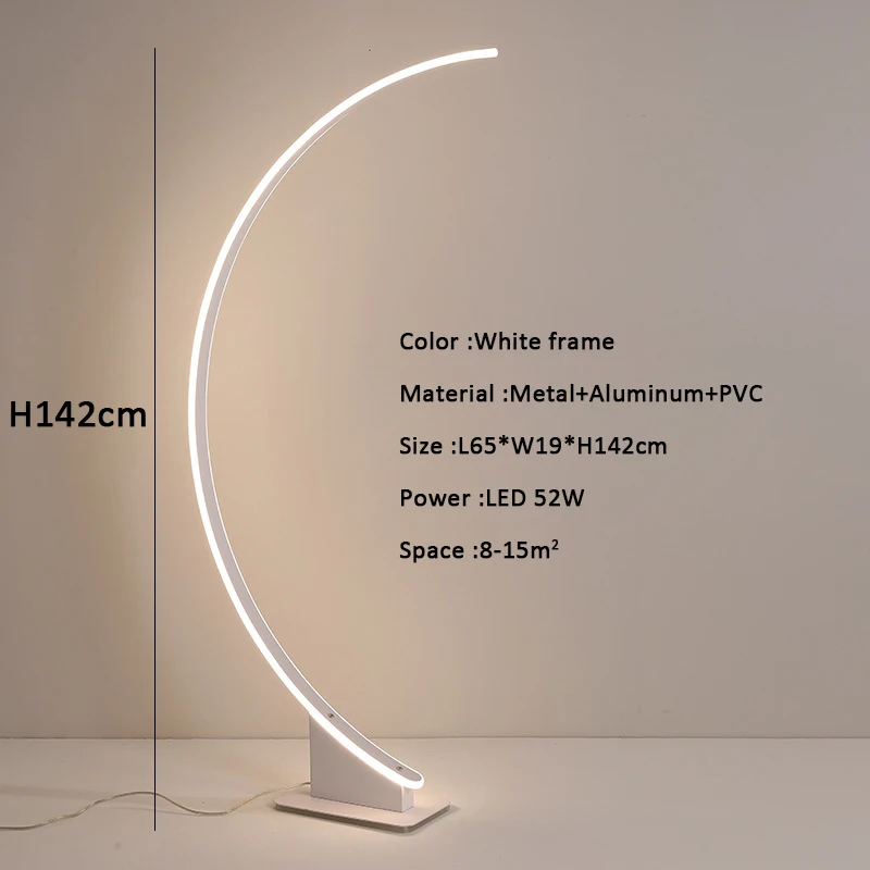 Minimalistische gebogen lijn LED-vloerlamp voor woonkamer bank slaapkamer hoek staande lamp hotel verticale nachtkastje licht vloerlamp