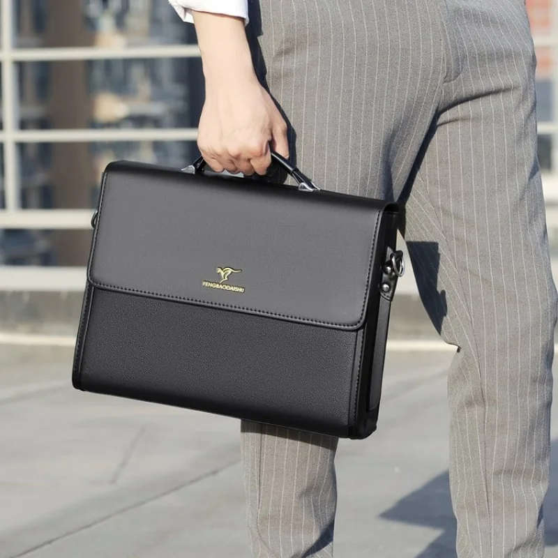 Executive Luxury Briefcases For Men PU Leather Designer Password Lock Business Office 14 Inch Laptop Handbag Messenger Bag