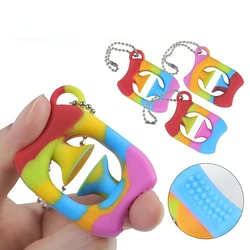 Mini Anti Stress Finger Hand Grip Stress Reliever Fidget Toy Adult Child Simple Dimple Stress Toys Decompression Pop Keychain