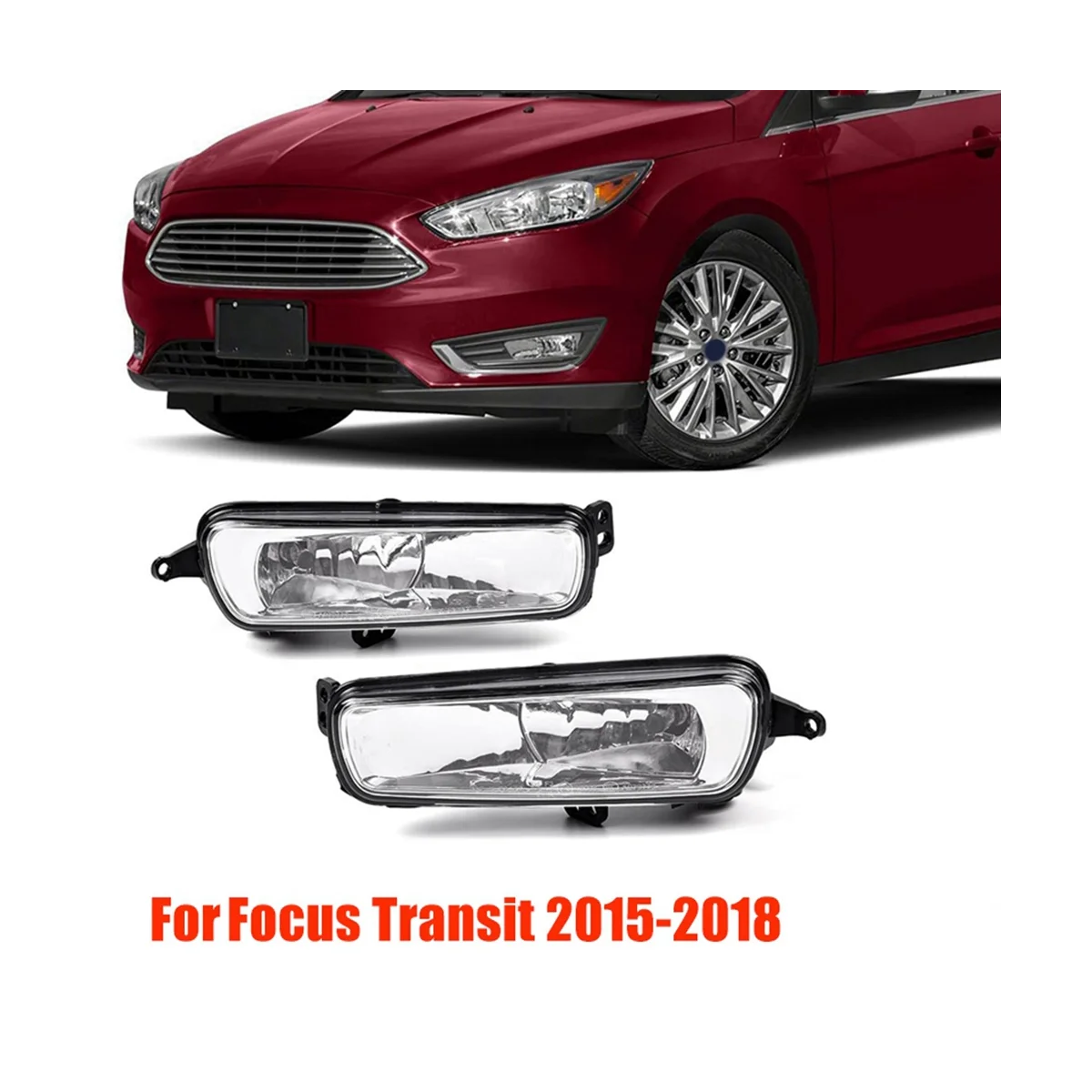 1Pair Front Bumper Fog Light  embly F1EB-15A255-AB F1EB-15A254AB for Ford Focus Transit 2015-2018 Spot Lamps with Bulb