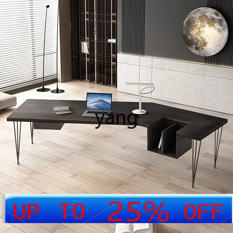 

LMM solid wood office personalized curved single desk log computer desk minimalist desk