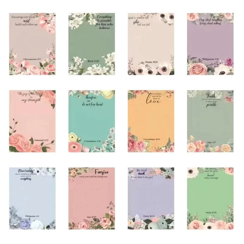 97QB 360 Sheets Sticky Note Flower Print Note Paper 3x4Inch Pocket Notepad Self-Adhesive Note Paper, 30 Sheets/Pad Unllined