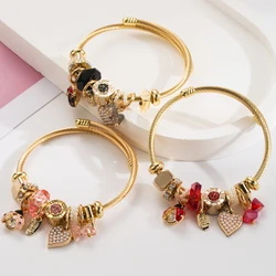 Pan Jiaduola DIY Beaded Stainless Steel Bracelet Ladybug Heart Set Pearl Pendant Fashion Internet Famous Best Friend Bracelet