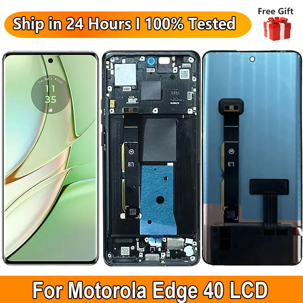 6.55“For Motorola Edge 40 LCD With Frame Display Screen Touch Panel Digitizer For Motorola Edge 40 XT2303-2 Screen Replacement