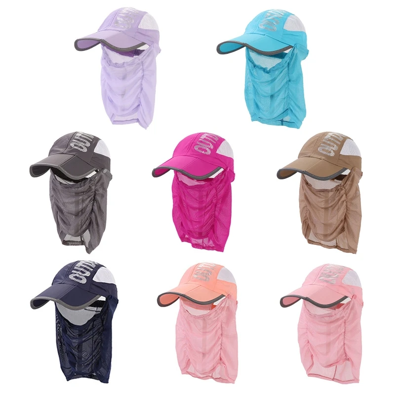 Unisex for Sun Fishing Hat Foldable Baseball Removable Face Mask Neck Fl