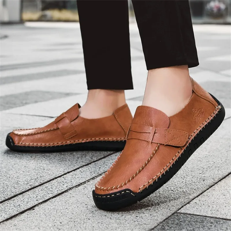 

Размер 48, мужская обувь, высококачественная кожаная мужская обувь ручной работы, уютные слипоны на плоской подошве, мужские лоферы, уличная повседневная обувь, Zapatos Hombre