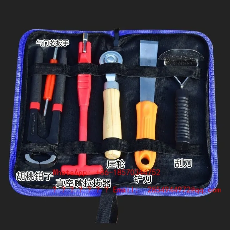 

Special Tool Set for Automobile Tire Repair Valve Core Wrench Pressure Wheel Scraper Blade Glue Feeder Taper Set