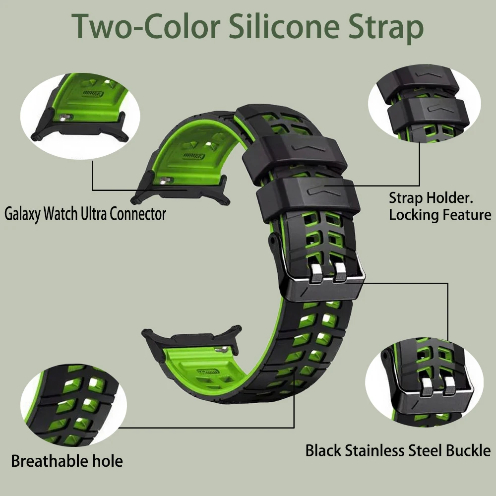 Samsung Galaxy Watch Ultra47mm用ウォッチストラップ、Galaxy Watch Ultra用シリコンリストバンド、スマートウォッチアクセサリー、通気性ストラップ