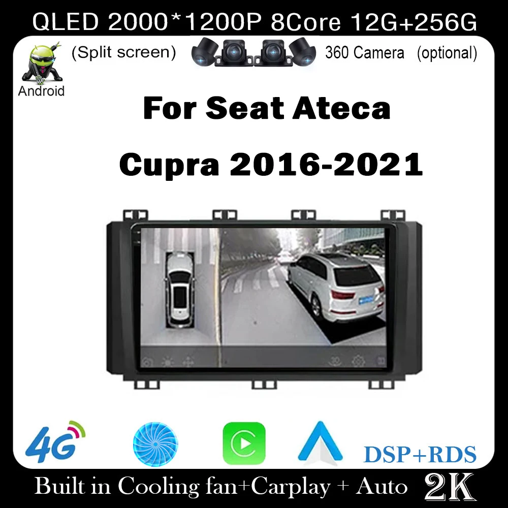 

Android 14 для Seat Ateca Cupra 2016-2021, автомобильный радиоприемник, мультимедийный видеоплеер, GPS Carplay, QLED экран, авто стерео