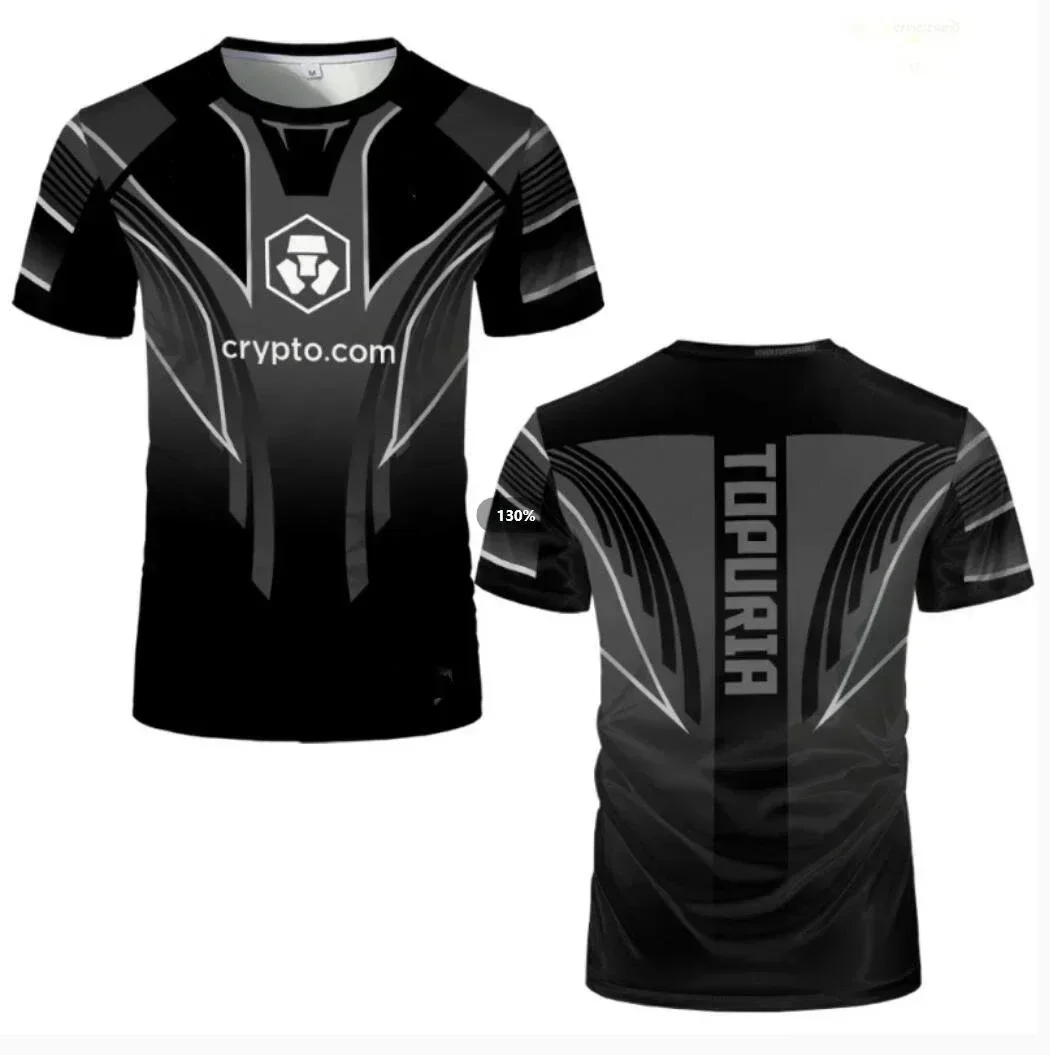Herren-T-Shirt im Fight-Style, schwarz-gold, für MMA-Training, sportliches T-Shirt, ideal für den Sommer, schnelltrocknend, für Fitness und Boxen, 3D-Druck. – Detail 4