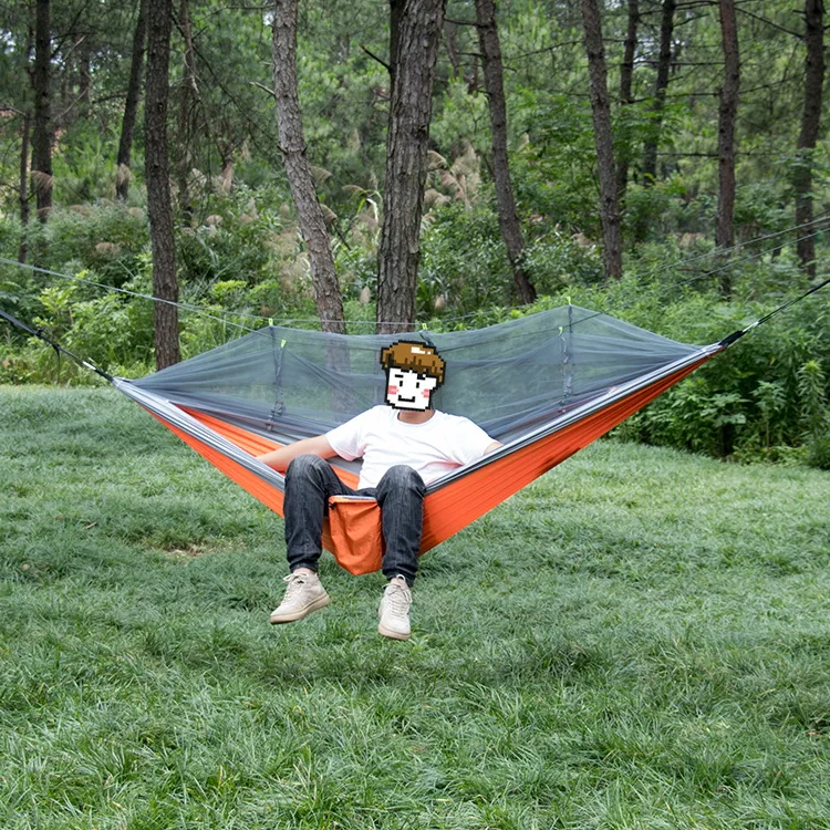 270*140cm Single Person Portable Travel Outdoor Camping Hanging Sleeping Hammock with Mosquito Net