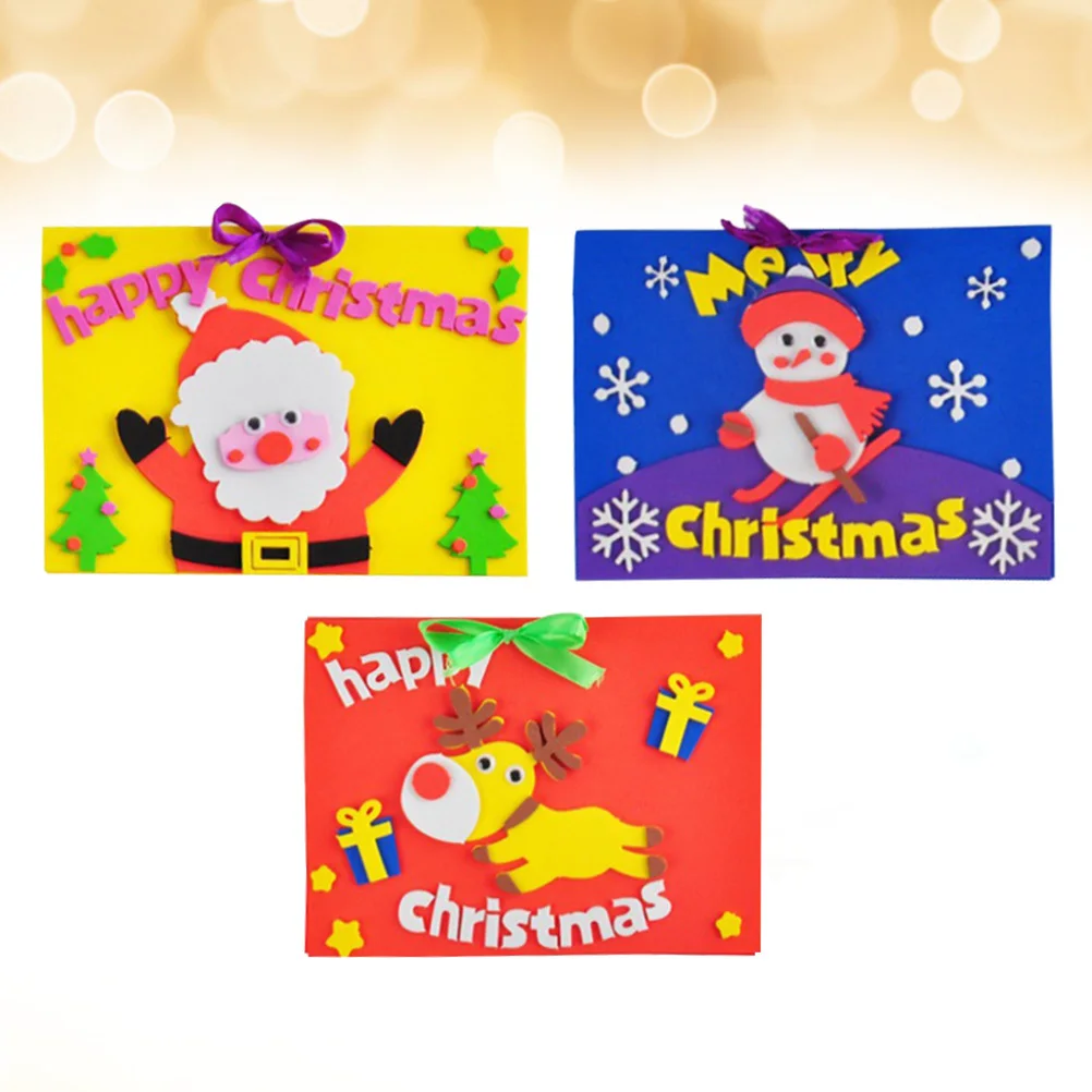 

3Pcs Christmas Greeting Cards DIY Supplies Craft Accessories Kindergarten Educational Materials DIY Cards Making
