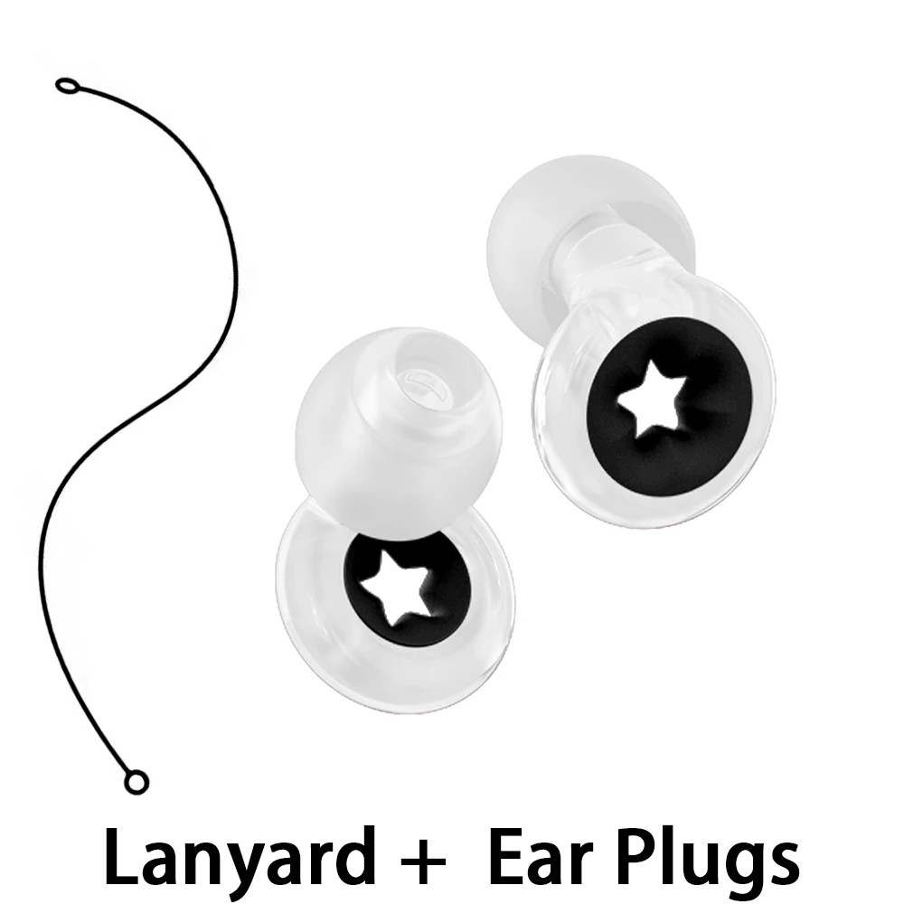 Comfortable Soundproof Earplugs with Silicone Lanyard Noise Filtering Reduction for Sleeping Swimming Motorbike Use