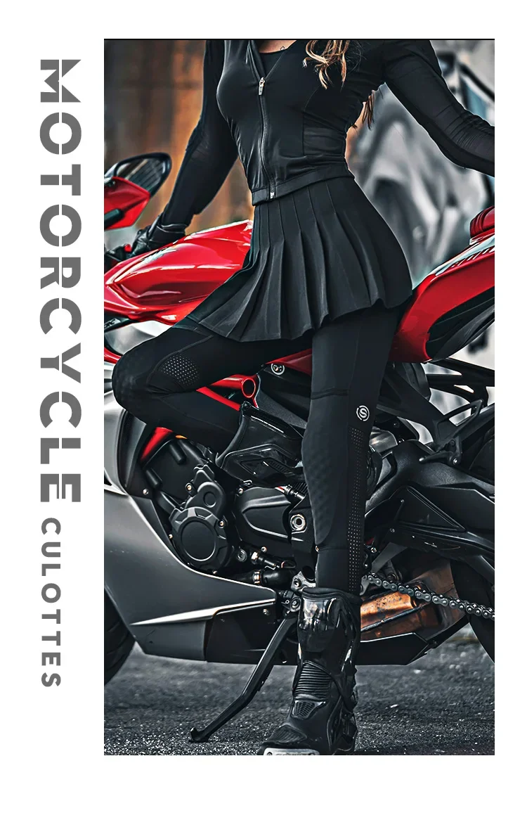 

Women Motorcycle Riding Skirt-pants Female Breathable Mesh Motocross Biker Pants For Lady Fashion Protective Pants Black