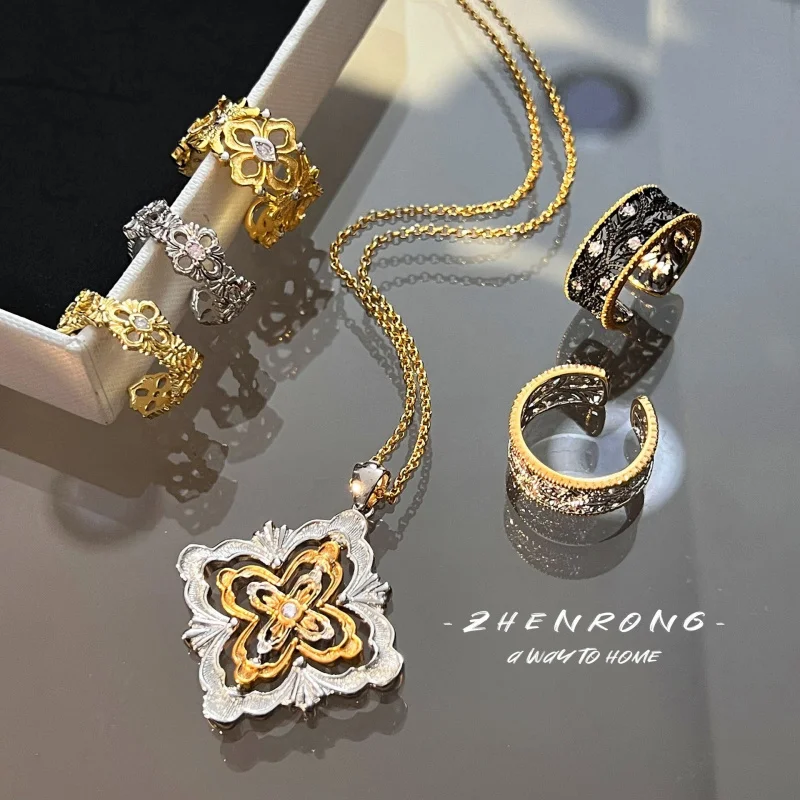 El último collar de oro bicolor de moda de Oprah - el anillo Becca LatteLadies - en estilo francés - sin igual