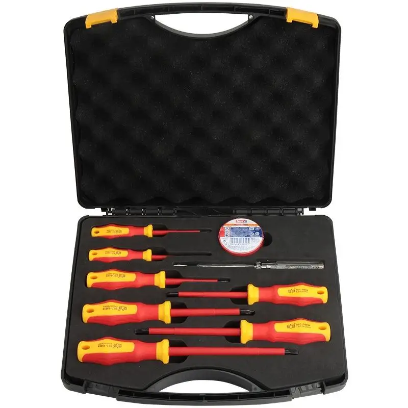 

Wyj Electrician Vde Insulated Tool Set Cross and Straight Screwdriver Insulation Dedicated