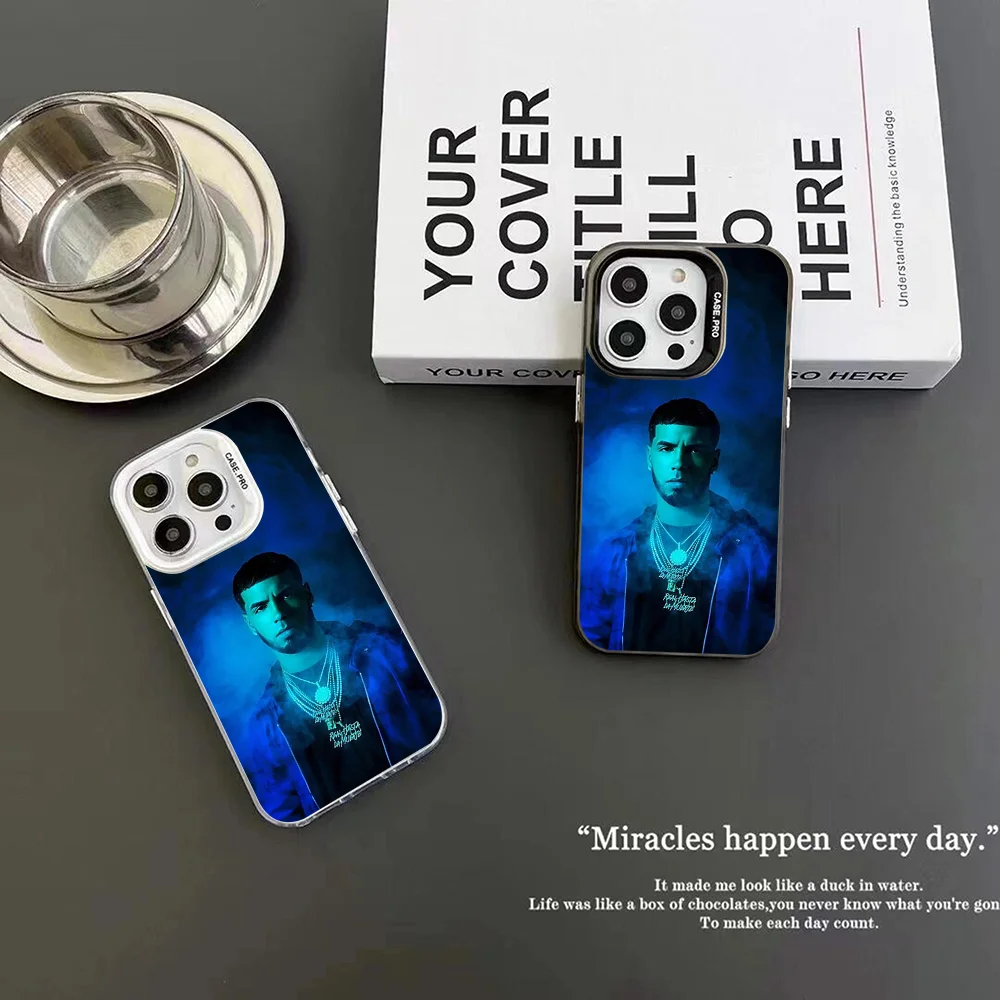 A- Anuel AA Rapper Real Phone Case IMD Color Silver Shell For IPhone 16 15 14 13 12 Pro Max Plus