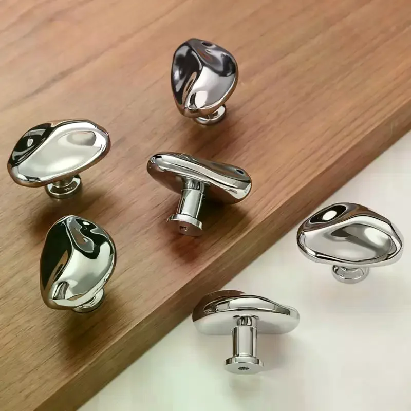 1Pcs Simple Wardrobe Door Drawer Cabinet Bright Silver Handle New Chinese Furniture Single Hole Small Handle