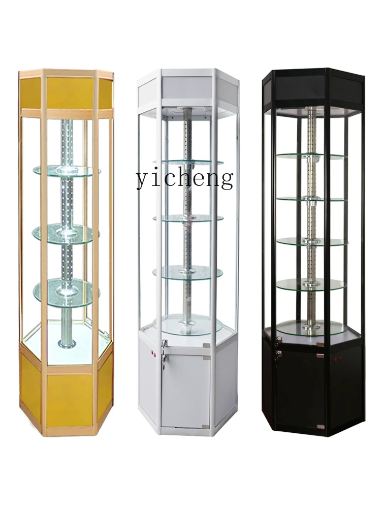 Zk Product Display Rack Gift Transparent Electric Rotating Cabinet Glass Display Rack round Display Cabinet