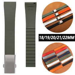 18/19/20/21/22mm FKM Rubber Watch Strap Cut to Size Fast Release Adjustable Universal Bracelet Waterproof Watch Band 11 Colors
