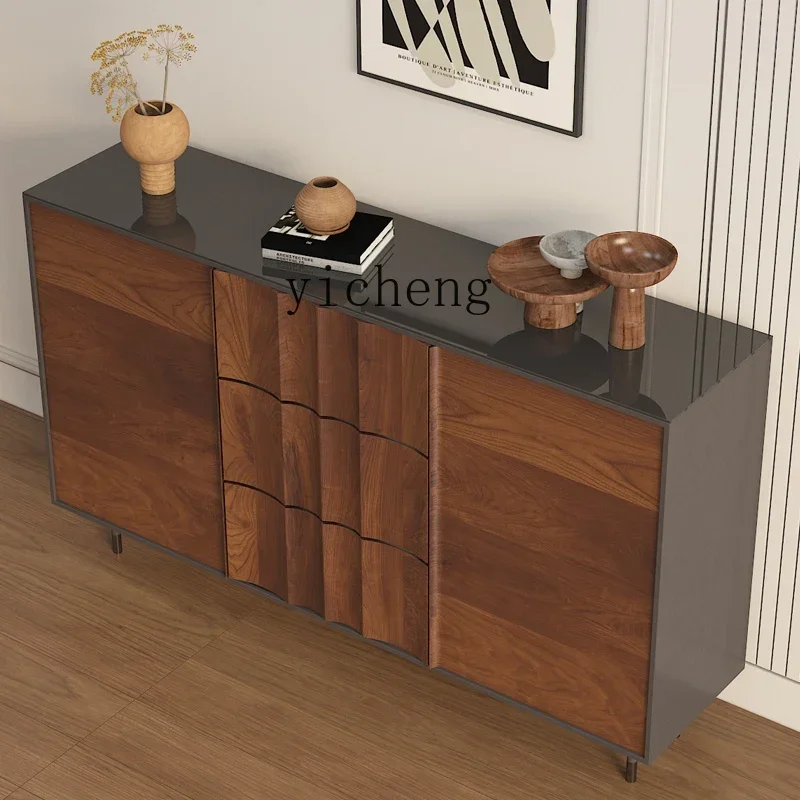 1-D29 Walnut Color Creative Side Cabinet Solid Wood Locker Wine Living Room Decorative Chest Cabinet