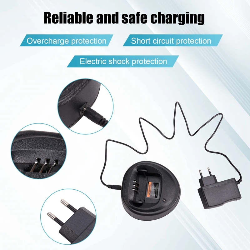 Быстрое зарядное устройство для радио для Motorola GP3188, GP3688, EP459, DEP450 В комплект входит адаптер питания, настольное зарядное устройство с одним блоком, вилка европейского стандарта