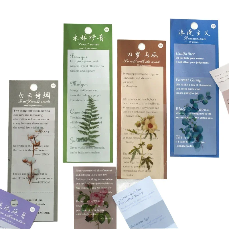 10Pieces Paper Sticker Material Memo sticker ins plant hand account decoration material stickers fern flower 20*7CM