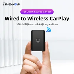 TIMEKNOW Wireless CarPlay Adapter สําหรับ Apple iPhone แบบมีสายไร้สาย Carplay Dongle Plug And Play การเชื่อมต่อ USB Auto Car Dongle