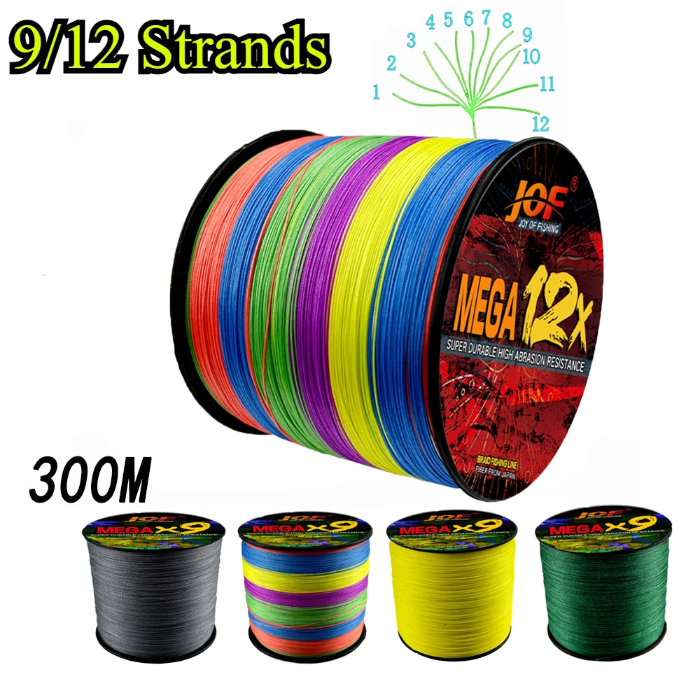 JOF Sea Fishing Strong PE X12 X9 Braided Fishing Line 300M 9 Strands 12 Strands 20lb~120LB Original Fishing Line For All Water