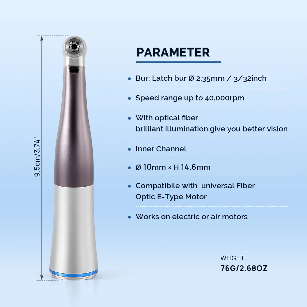 AZDENT Dental 1:1 Fiber Optic Handpiece Internal Water 4 Spray Contra Angle E-Type Push Button Handpiec Dentistry Equipment