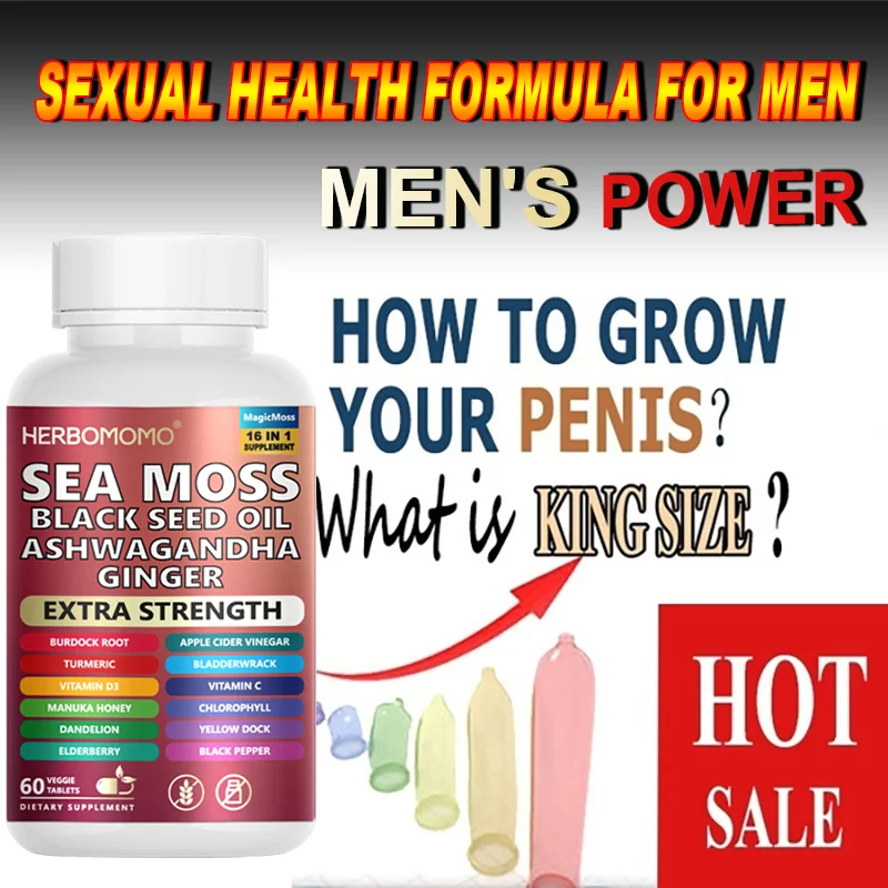 

Best Male Enhancing Supplement With Sea Moss - Natural Muscle Builder Enlargement Pills- Gluten Free & Non-GMO - Vegan