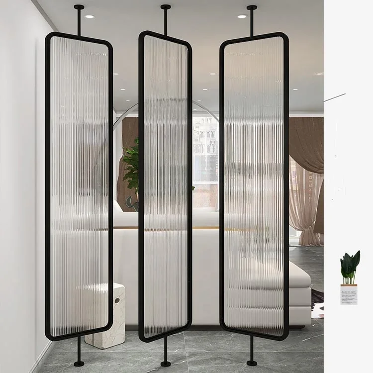 Customized Latest Design Metal With Glass Hairline Welding Rotatable Room Partition For Interior Decoration