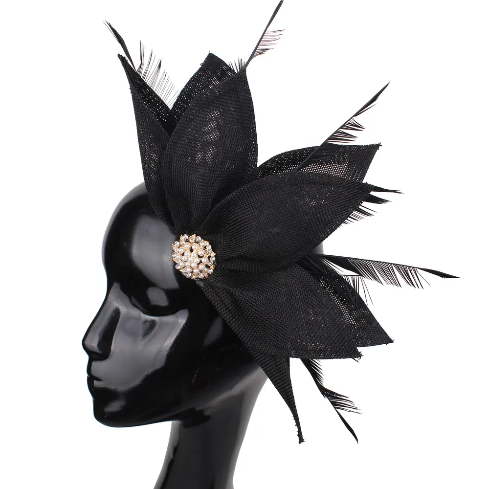Eleganter Braut-Feder-Fascinator-Haarreif für Damen, Hochzeitskopfbedeckung, Haarschmuck für Kirche, Cocktailparty – Detail 6