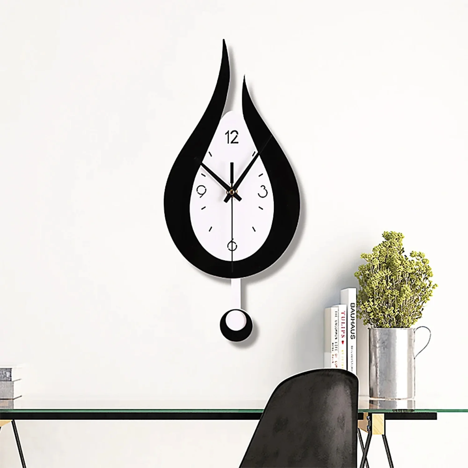 Water Drop Shape Clock Modern Swing Wall Clock Quartz Mute Bedroom Decoration Creative Home Living Room Wall Clock