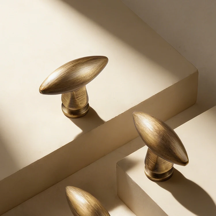 Dooroom Möbelgriffe aus massivem Messing, Vintage-Ovalknöpfe, Schrank-, Kleiderschrank-, Kommode- und Schubladenknöpfe, glatte Oberfläche, langlebig, Großhandel – Detail 4