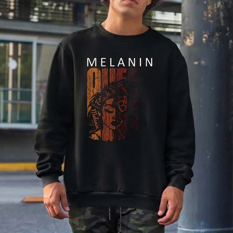 

Melanin Queen Tee African American Strong Black Natural Afro Sweatshirts Men Women Streetwear Crewneck Hooded Cotton Hoodies