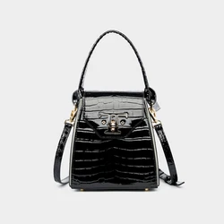 Hifashion Cow Genuine Leather Crocodile Pattern Small Tote Handbags For Women 2024 Trend Designer Ladies Shoulder Crossbody Bags