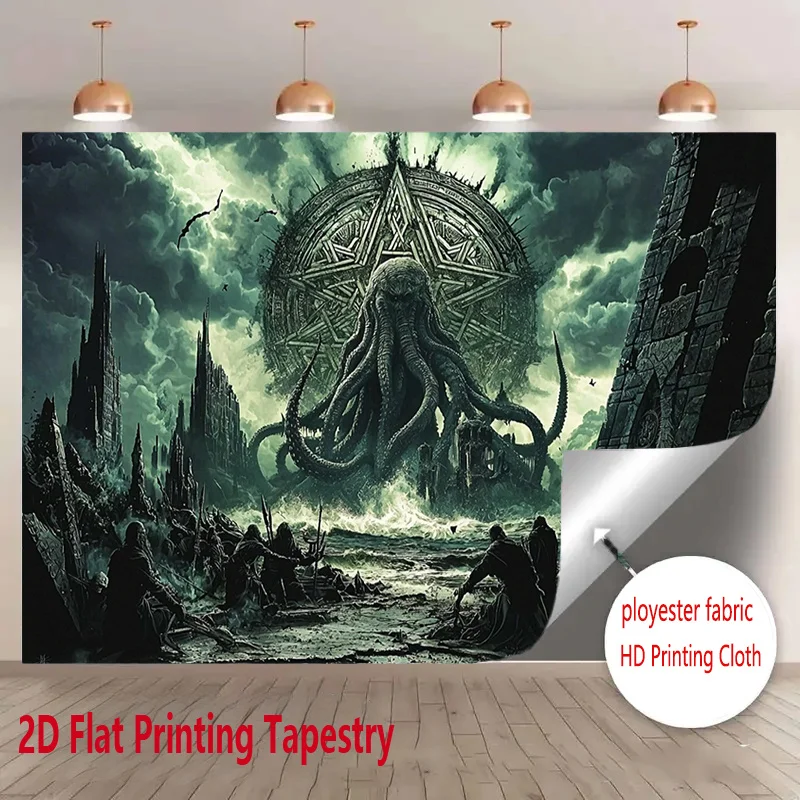 Dark Cosmic Horror Lovecraftian Tentacle Mural Tapestry Polyester Fabric Wall Hanging Gothic Art Print Large Size Home Decor Dec