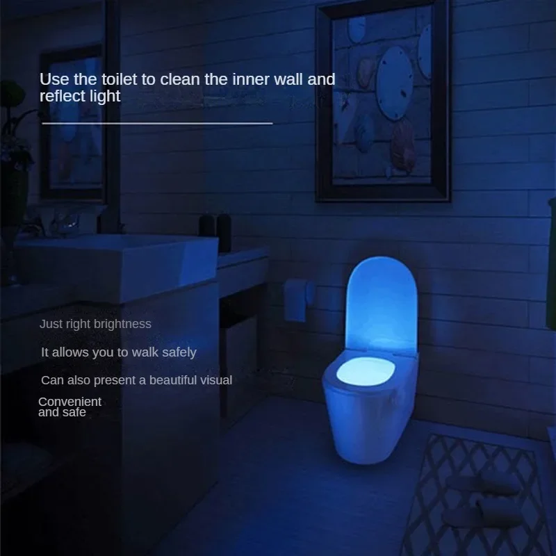 

2 Packs 16 Color LED Human Body Sensing Night Light Toilet Hanging Atmosphere Light 8 Color Toilet Sensing Toilet Lid Light