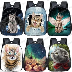 Mochila Galaxy Angel Cat de 12 pulgadas para niños, mochilas escolares para niñas y niños, bolsa para niños pequeños, regalo para niños